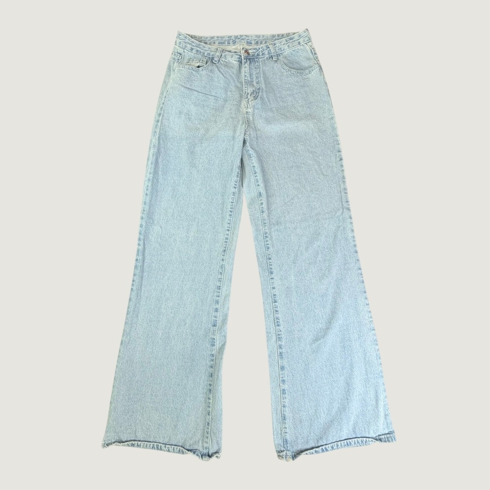 Unbranded Wide Leg Jeans Women Size 30 Light Wash High Waist Denim Pants